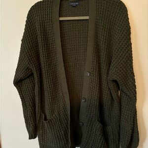 women’s green button up cardigan